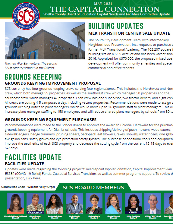 The Capital Connection (Capital Needs and Facilities Committee Newsletter) May 2021 Updated